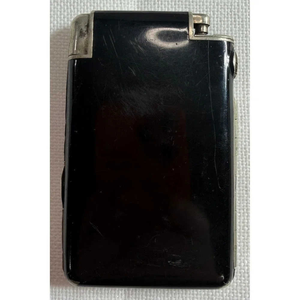 VTG Marathon Slide-A-Lite Cigarette Case‎ Lighter Art Deco Enamel Tortoise Box